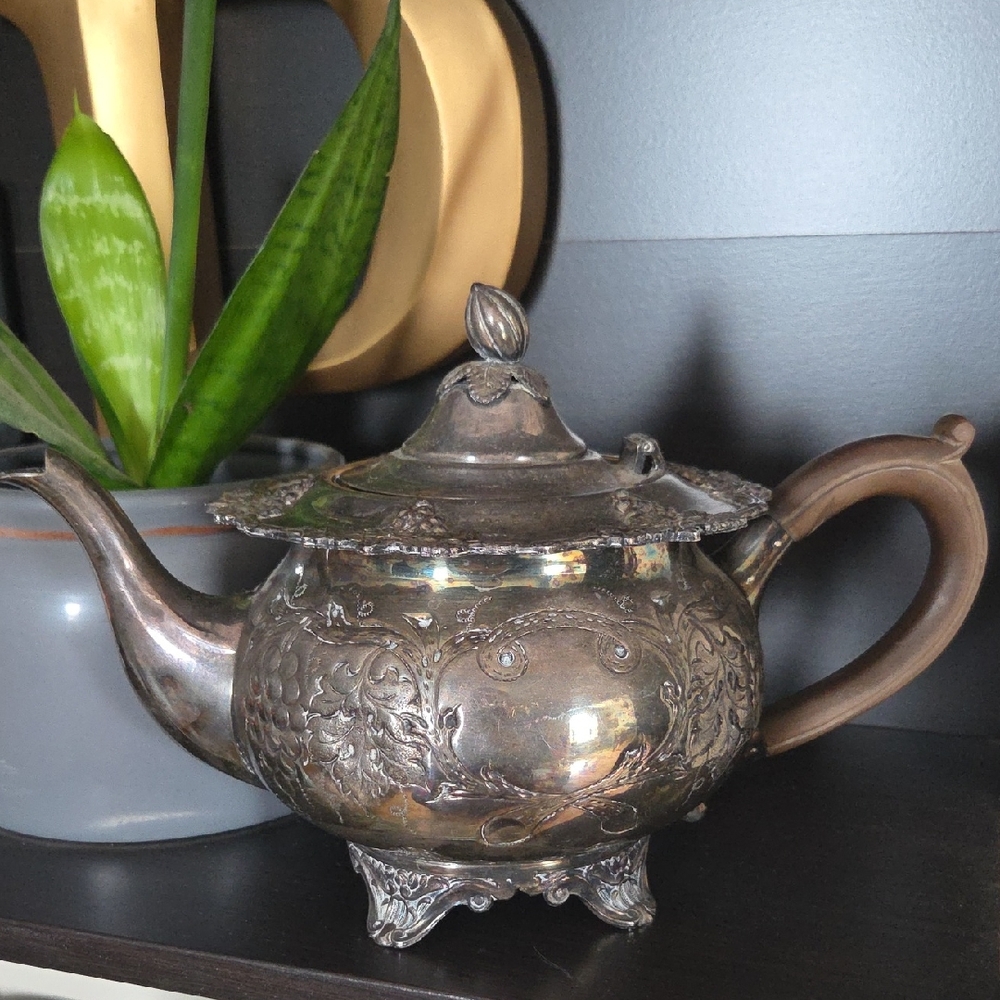 Antique English Sheffield Reproduction Hand Chasel Tea Pot